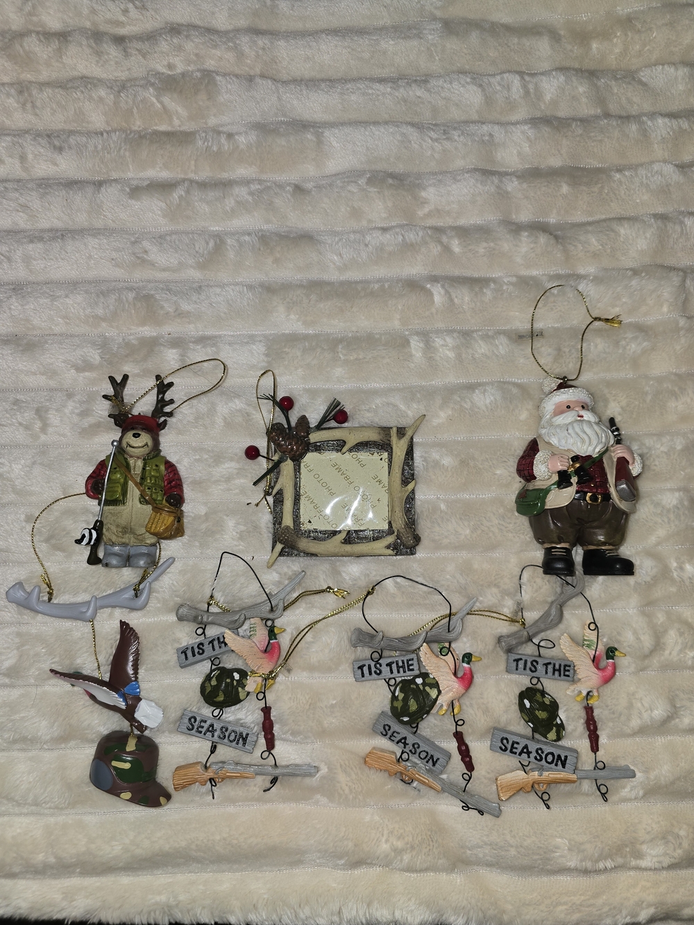 Lot Of 7 Resin Hunting Christmas Ornaments